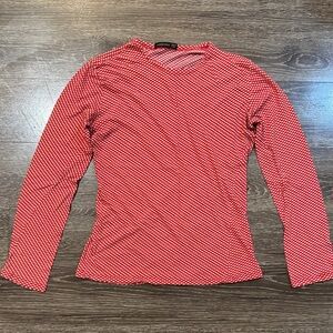 Alexander McQueen Red Micro-Polka Dot Long Sleeve Top